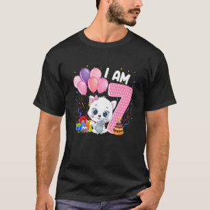 7 Years Old 7th Birthday  Kitty Girl Loves Cute Me T-Shirt