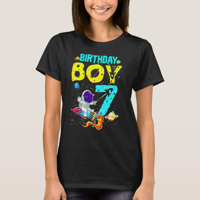 7 Years Old Birthday Boy  Astronaut 7th Birthday K T-Shirt (Front)