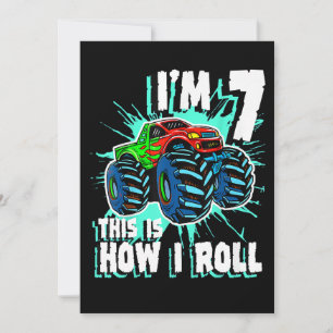 7 Years Old Birthday gift for Monster Truck Boy Invitation