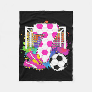 7 Years Old Birthday Girl 7th Birthday Soccer Them Fleece Blanket
