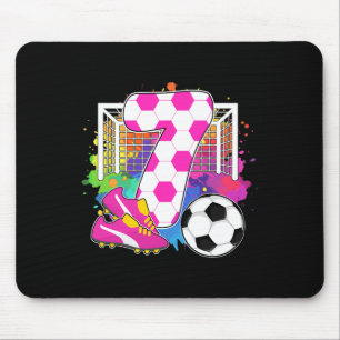 7 Years Old Birthday Girl 7th Birthday Soccer Them Mouse Mat