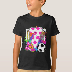 7 Years Old Birthday Girl 7th Birthday Soccer Them T-Shirt