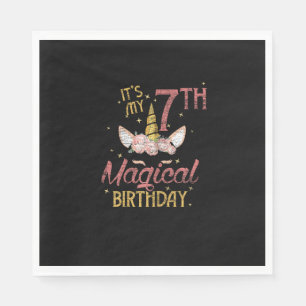 7 Years Old Birthday Girl Gift Unicorn 7th Birthda Napkin