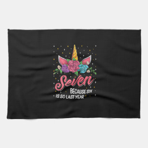 7 Years Old Birthday Girl Gifts Face Unicorn 7th B Tea Towel