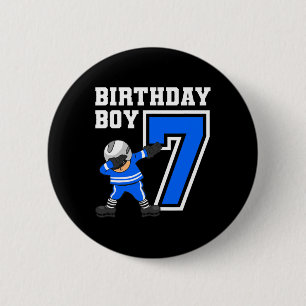 7 Years Old Boy Ice Hockey Player 7th Birthday Kid 6 Cm Round Badge
