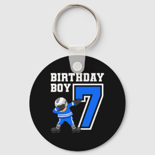 7 Years Old Boy Ice Hockey Player 7th Birthday Kid Key Ring