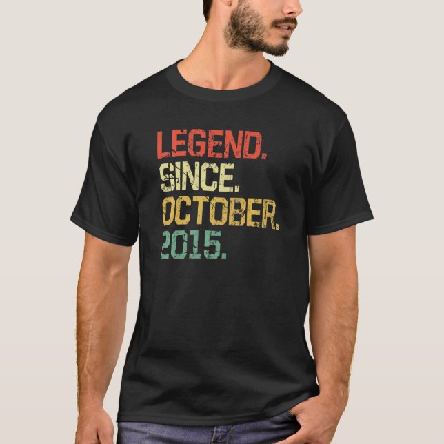 7 Years Old  Boys Girls Legend Since October 2015 T-Shirt (Front)
