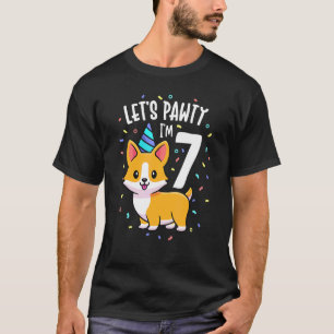 7 Years Old Corgi Dog 7th Birthday Party Outfit Ki T-Shirt