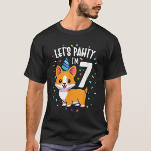 7 Years Old Corgi Dog Lover 7th Birthday Party Out T-Shirt