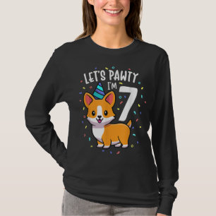 7 Years Old Corgi Dog Lover 7th Birthday Party Out T-Shirt