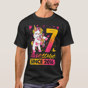 7 Years Old Flossing Unicorn Gifts 7th Birthday Gi T-Shirt
