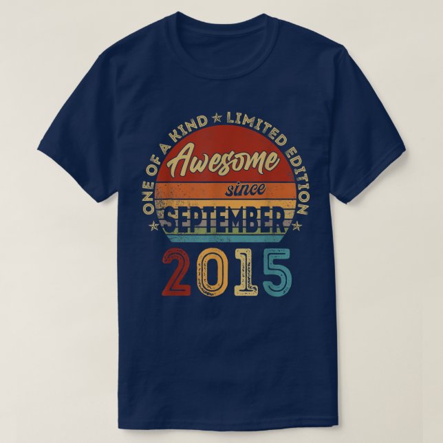 7 Years Old Gift 7th Birthday Awesome Since Septem T-Shirt (Design Front)