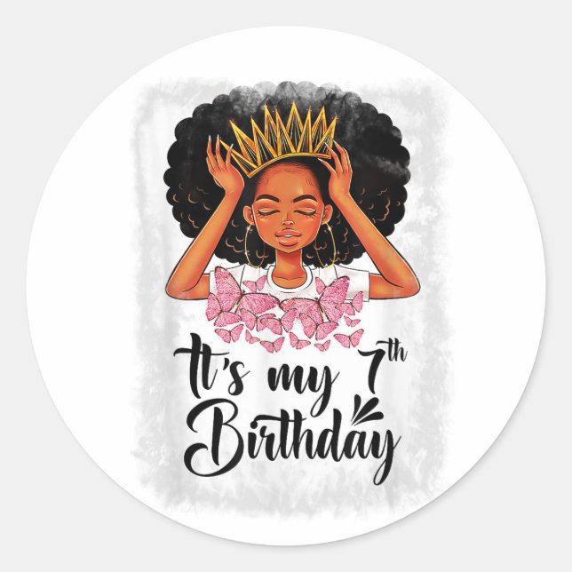 7 Years Old Gift for Girls Teenager 7th Birthday Classic Round Sticker (Front)