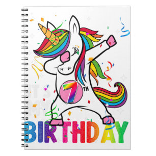 7 Years Old Girl Kid 7th Birthday Gift Dabbing Uni Notebook