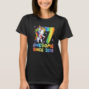 7 Years Old Girl Unicorn Flossing 7th Birthday Uni T-Shirt