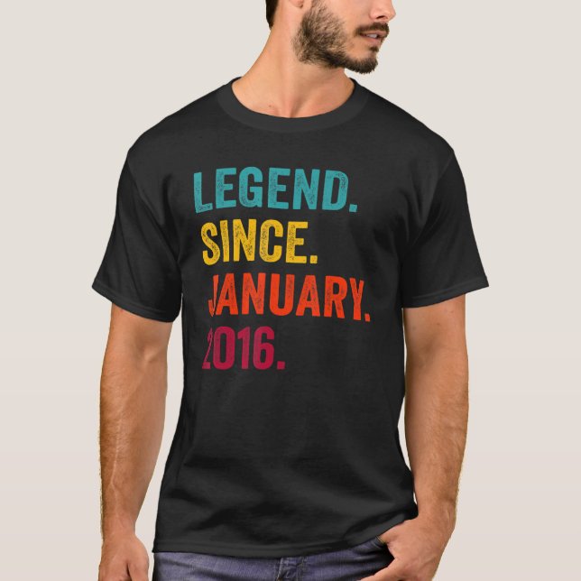7 Years Old  Legend Since January 2016 7th Birthda T-Shirt (Front)