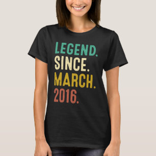 7 Years Old Legend Since March 2016 7th Birthday T-Shirt