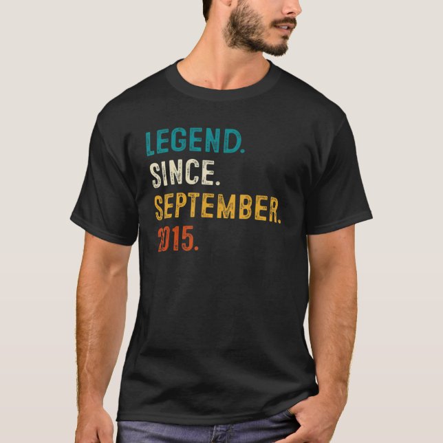 7 Years Old Legend Since September 2015 7th Birthd T-Shirt (Front)