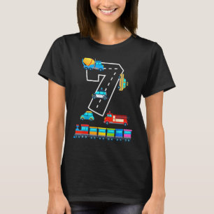7 Years Old Transportation Birthday Car Train Plan T-Shirt
