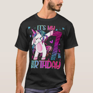 7 Years Old Unicorn Dabbing 7th Birthday Girl Unic T-Shirt