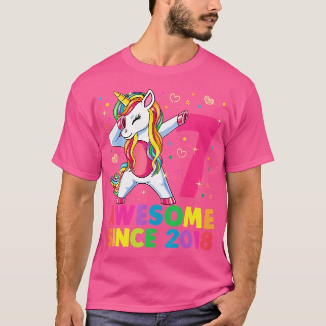7 Years Old Unicorn Dabbing 7Th Birthday Girl Unic T-Shirt (Front)