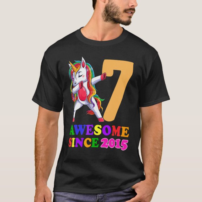 7 Years Old Unicorn Dabbing 7th Birthday Girl Unic T-Shirt (Front)