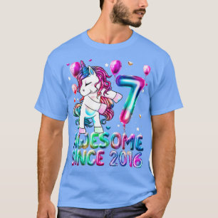 7 Years Old Unicorn Flossing 7th Birthday Girl Uni T-Shirt