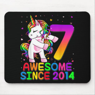 7 Years Old Unicorn Flossing 7th Birthday Unicorn Mouse Mat