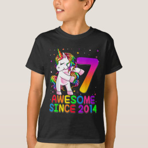 7 Years Old Unicorn Flossing 7th Birthday Unicorn T-Shirt