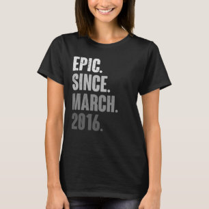 7 Years Old Vintage 2016 March Birthday 7th Decora T-Shirt