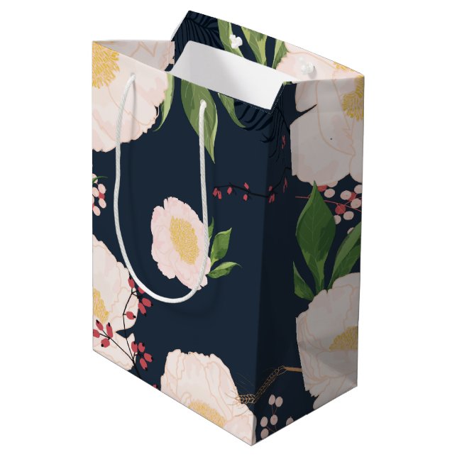 7lx4.5wx10h Medium Gift Bag Baby Pink Cosmos on Na (Back Angled)