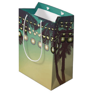 7lx4.5wx10h Medium Gift Bag Beach Sunset Palm Tree