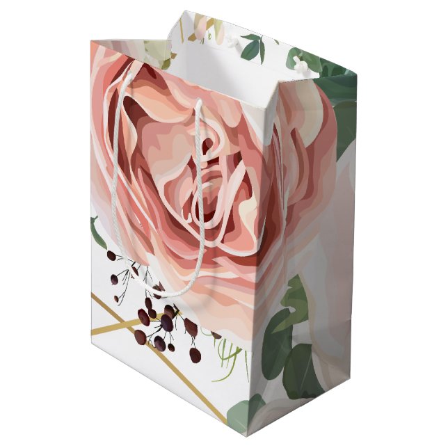 7lx4.5wx10h Medium Gift Bag Geometric Garden Rose (Back Angled)