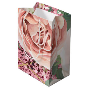 7lx4.5wx10h Medium Gift Bag Geometric Garden Rose
