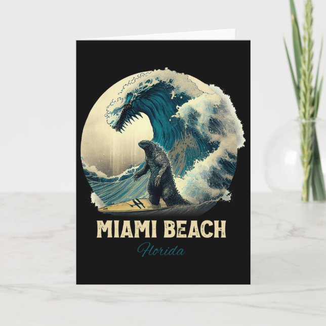 7miami Beach Florida Surfing Surfboard  Card (Front)