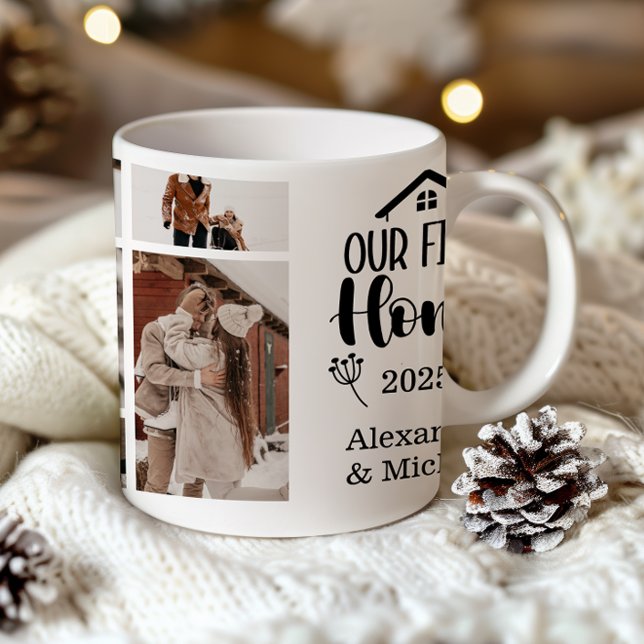 7Photo Minimialist Christmas Our First Home Coffee Mug (Creator Uploaded)