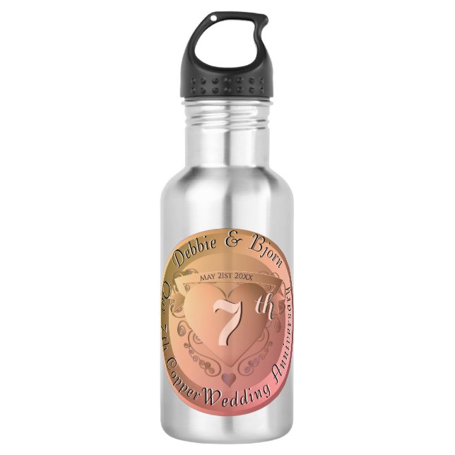 7th/22 Wedding Anniversary Copper  532 Ml Water Bottle (Front)