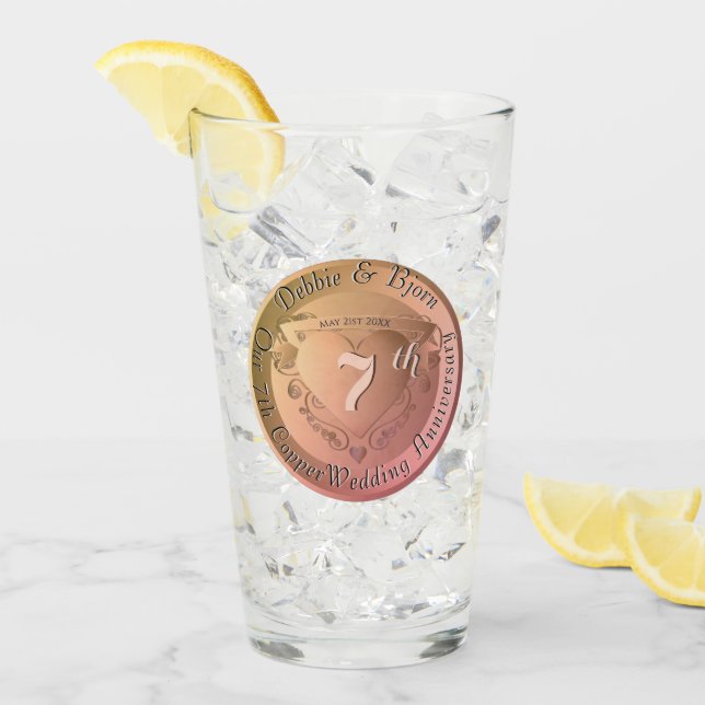 7th/22 Wedding Anniversary Copper  Glass (Front Ice)