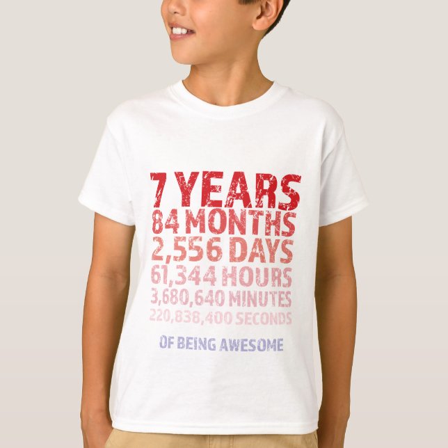 7th 84 month Birthday design tee for kid (Front)