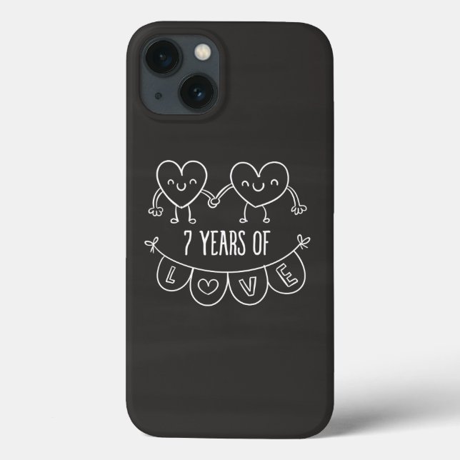 7th Anniversary Gift Chalk Hearts Case-Mate iPhone Case (Back)
