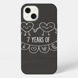 7th Anniversary Gift Chalk Hearts iPhone 13 Case