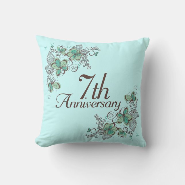 7th Anniversary Gift Throw PIllow (Front)