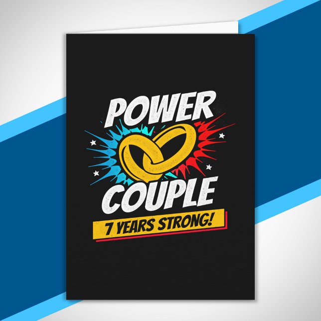 7th Anniversary Married Couples 7 Years Strong Card (Creator Uploaded)