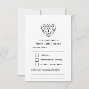 7th anniversary onyx black reply RSVP Card