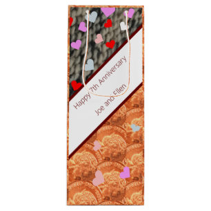 7th Anniversary, Wool and Copper Wine Gift Bag