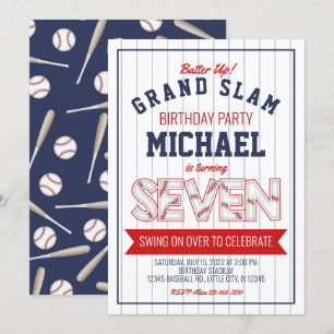 7th Baseball Birthday Invitation
