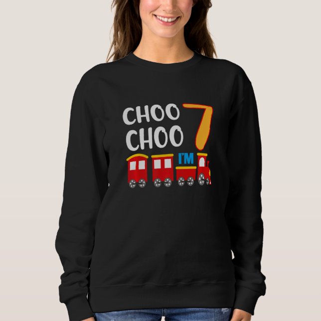 7th Birthday 7 Year Old Boy Train Wagon Railroad   Sweatshirt (Front)