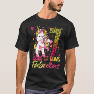 7th Birthday 7 Year Old Girl Flossing Unicorn Par T-Shirt