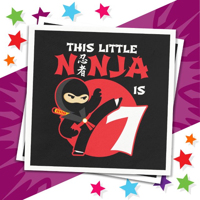7th Birthday 7 Year Old Kids Party Little Ninja 7 Napkin (Creator Uploaded)