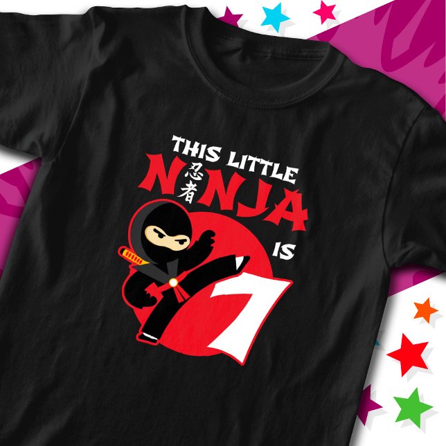 7th Birthday 7 Year Old Kids Party Little Ninja 7 T-Shirt (Creator Uploaded)